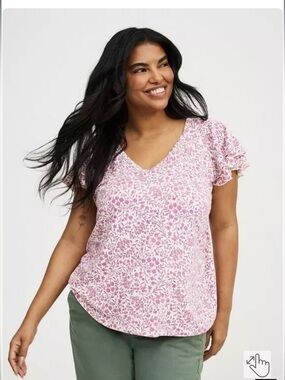 NWT Torrid Vintage Slub V-Neck Flutter Sleeve Raglan Tee